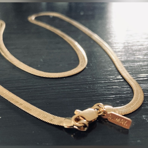 ALMAY Vintage Gold tone 4mm Herringbone Chain Necklace - Picture 5 of 8